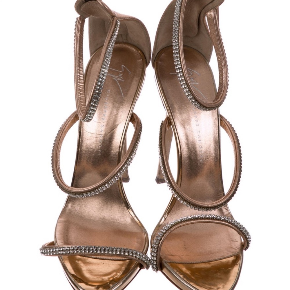Giuseppe Zanotti Rose Gold Crystal Harmony Stiletto Heels
